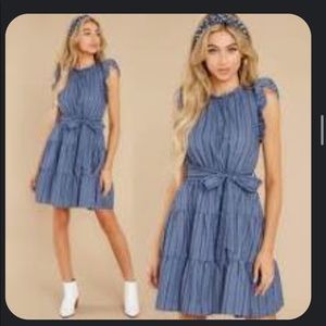 On The Plaza Denim Blue Print Dress